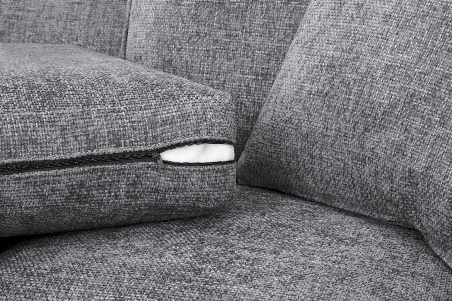 Slate Grey Woven Fabric Armchair Wooden Feet