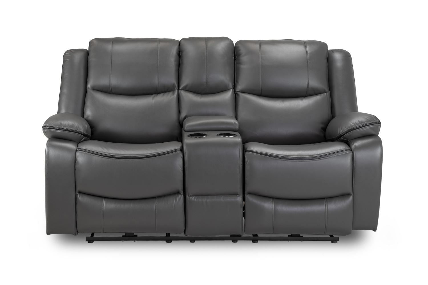 Grey Leather 2 Seater High Back Electric Recliner Sofa