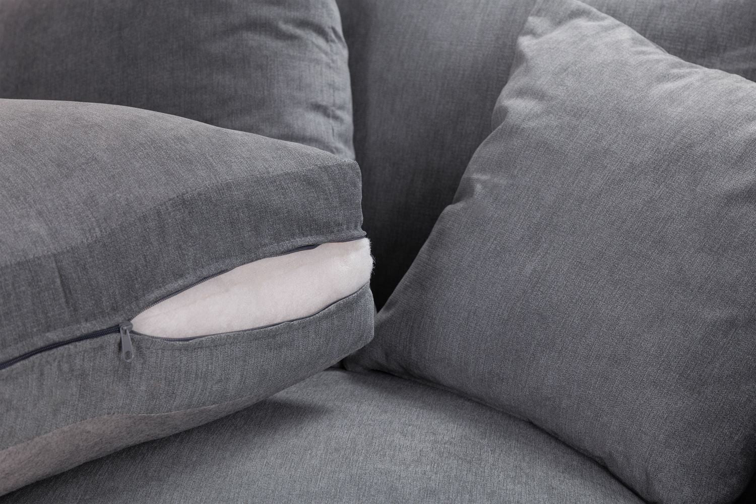 Grey Fabric 2 Seater Fullback Sofa with Tufted Arms