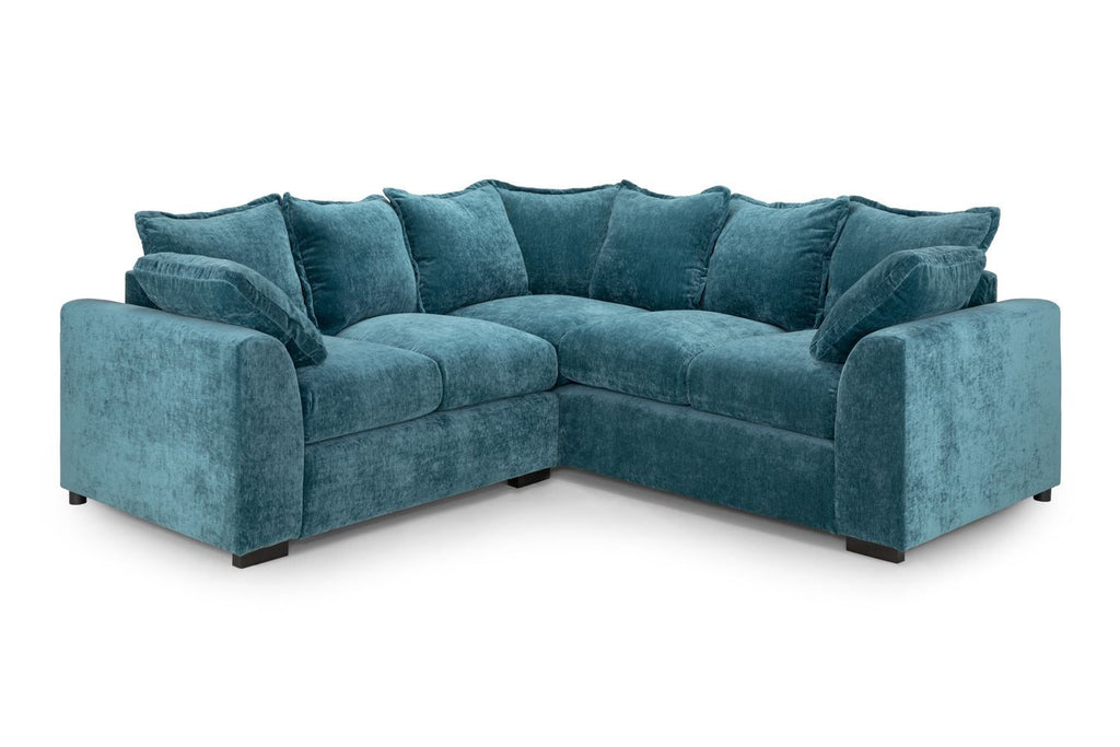 Teal Blue Fabric Large Pillow Back Corner Sofa