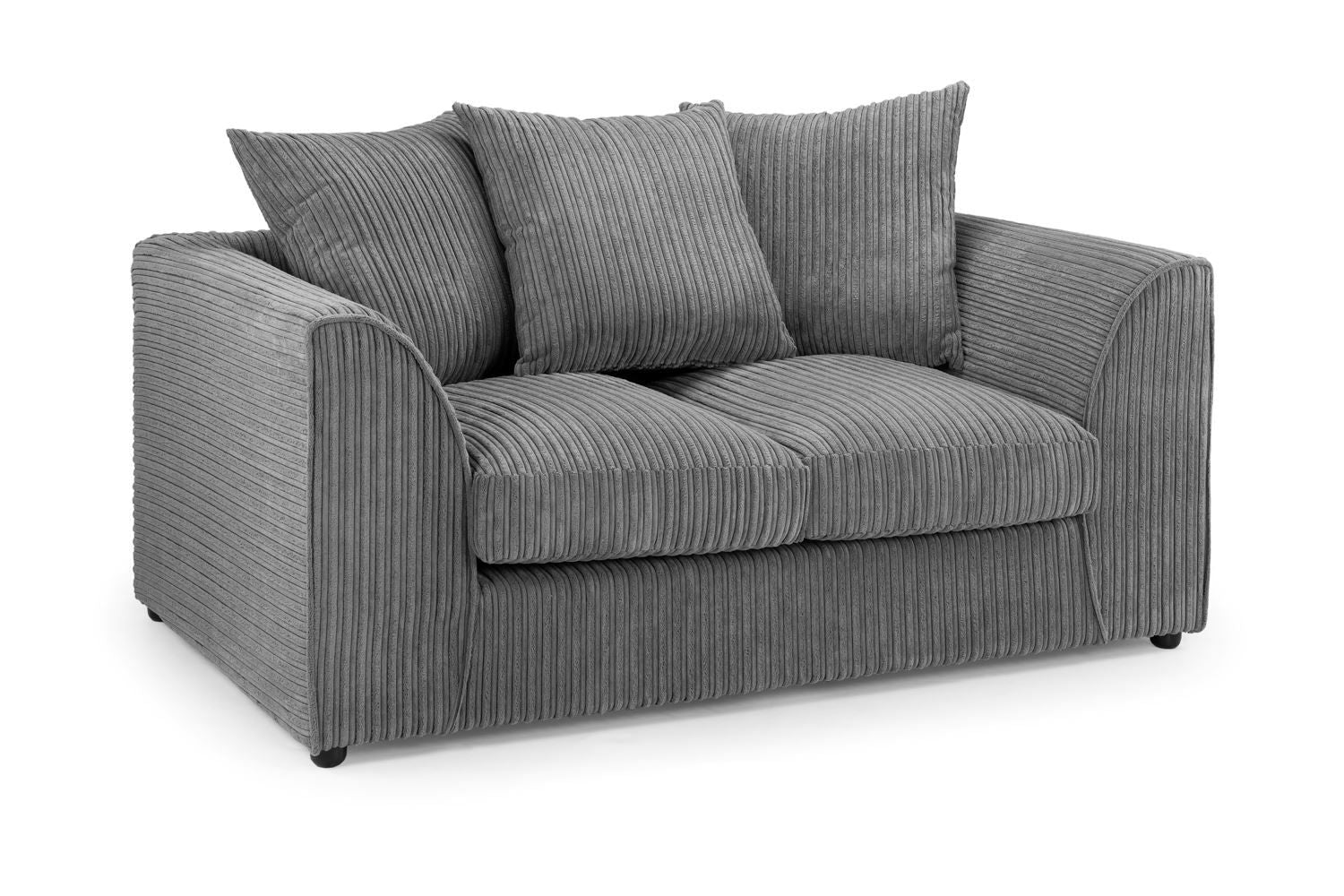 Grey Fabric 2 Seater Sofa Solid Wood Framed