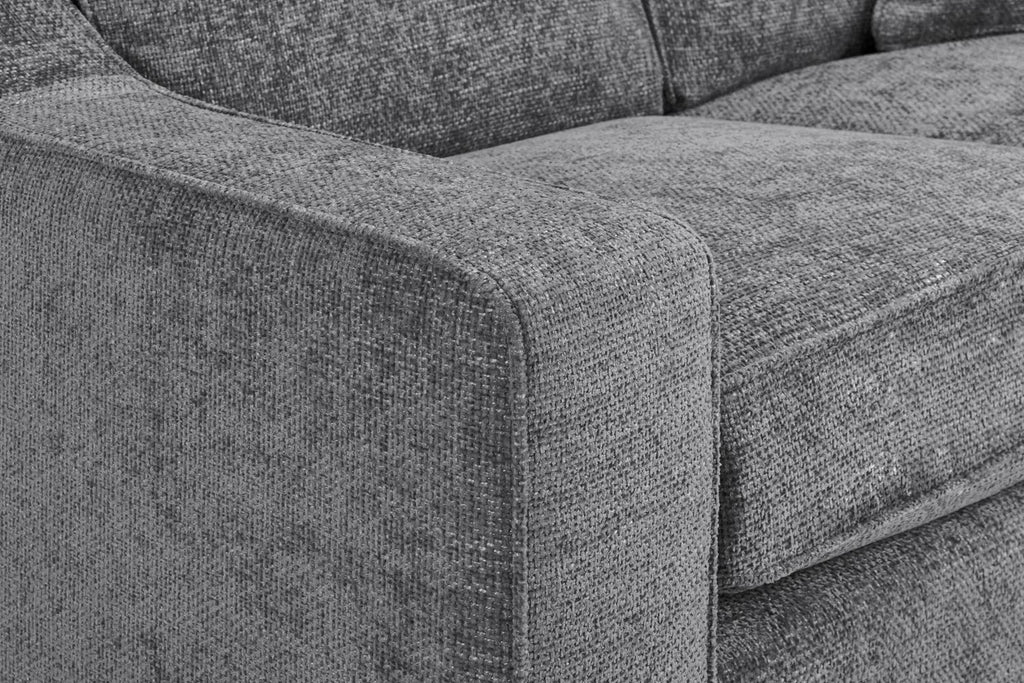 Slate Grey Woven Fabric Armchair Wooden Feet