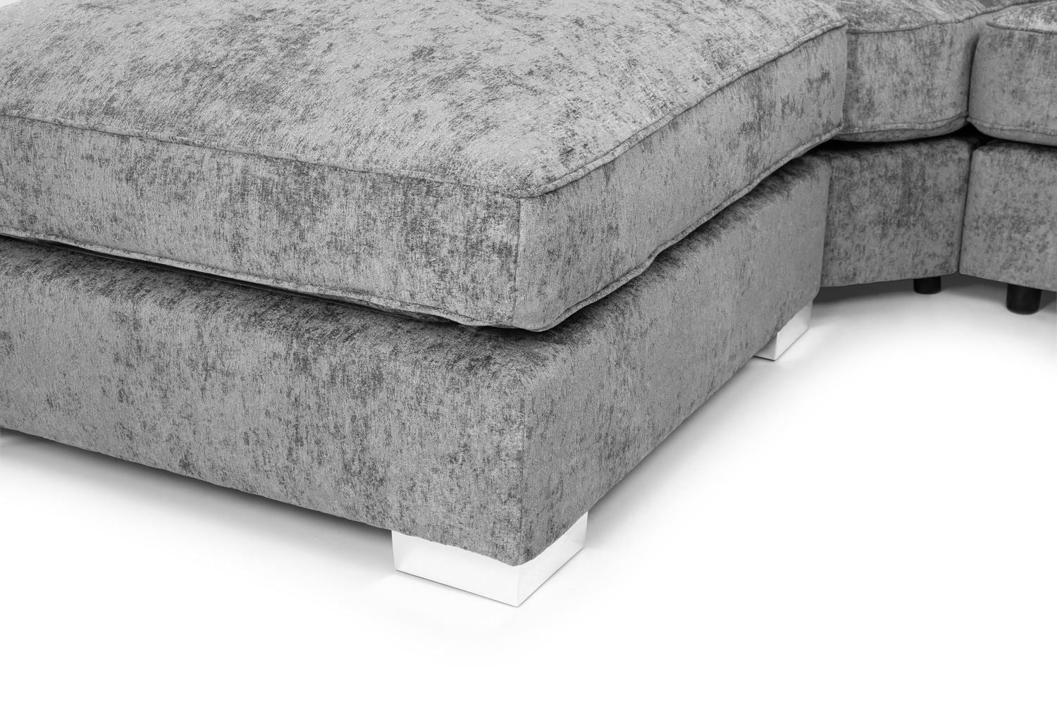 Platinum Fabric U Shape Pillow Back Large Corner Sofa