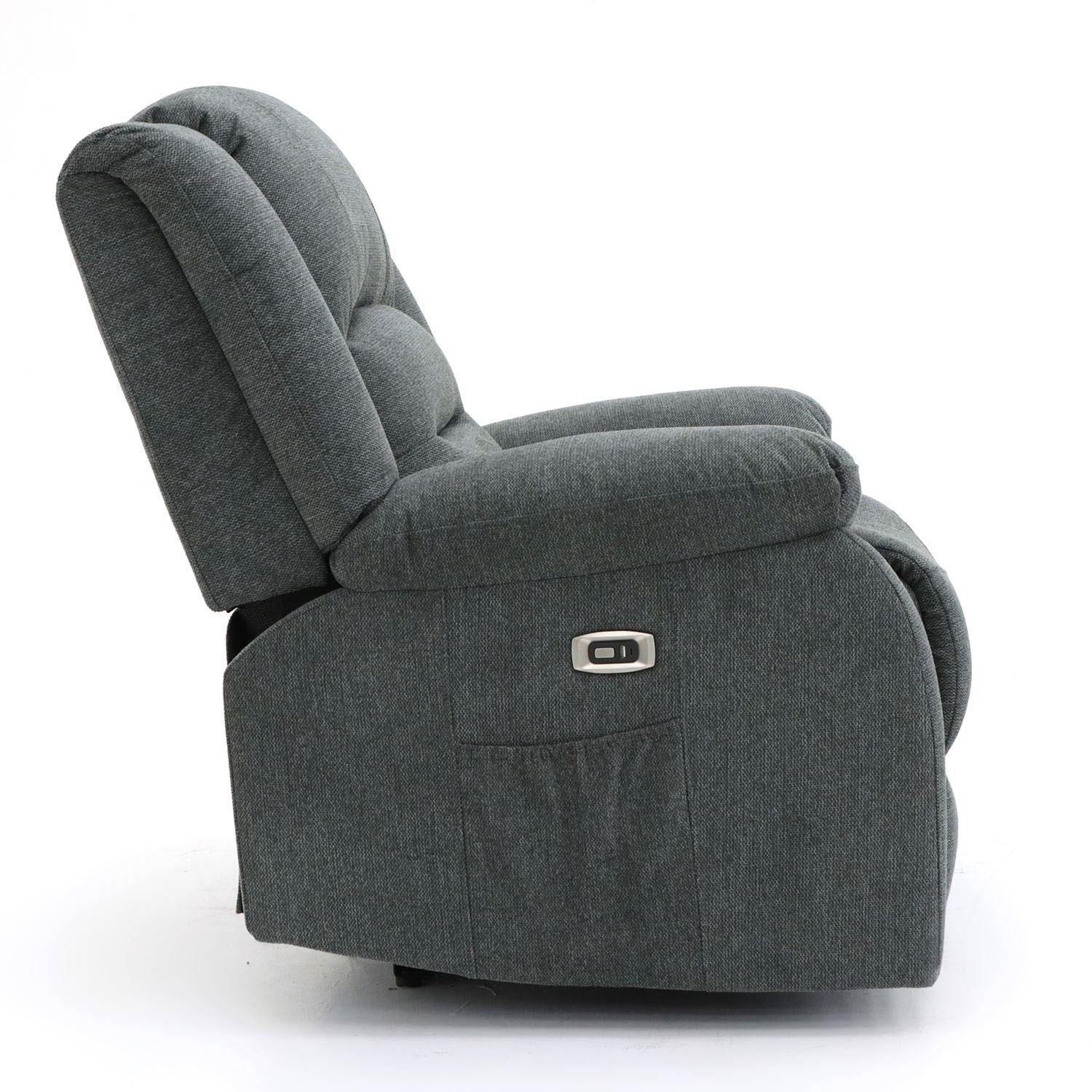 Graphite Fabric Electric Recliner Armchair