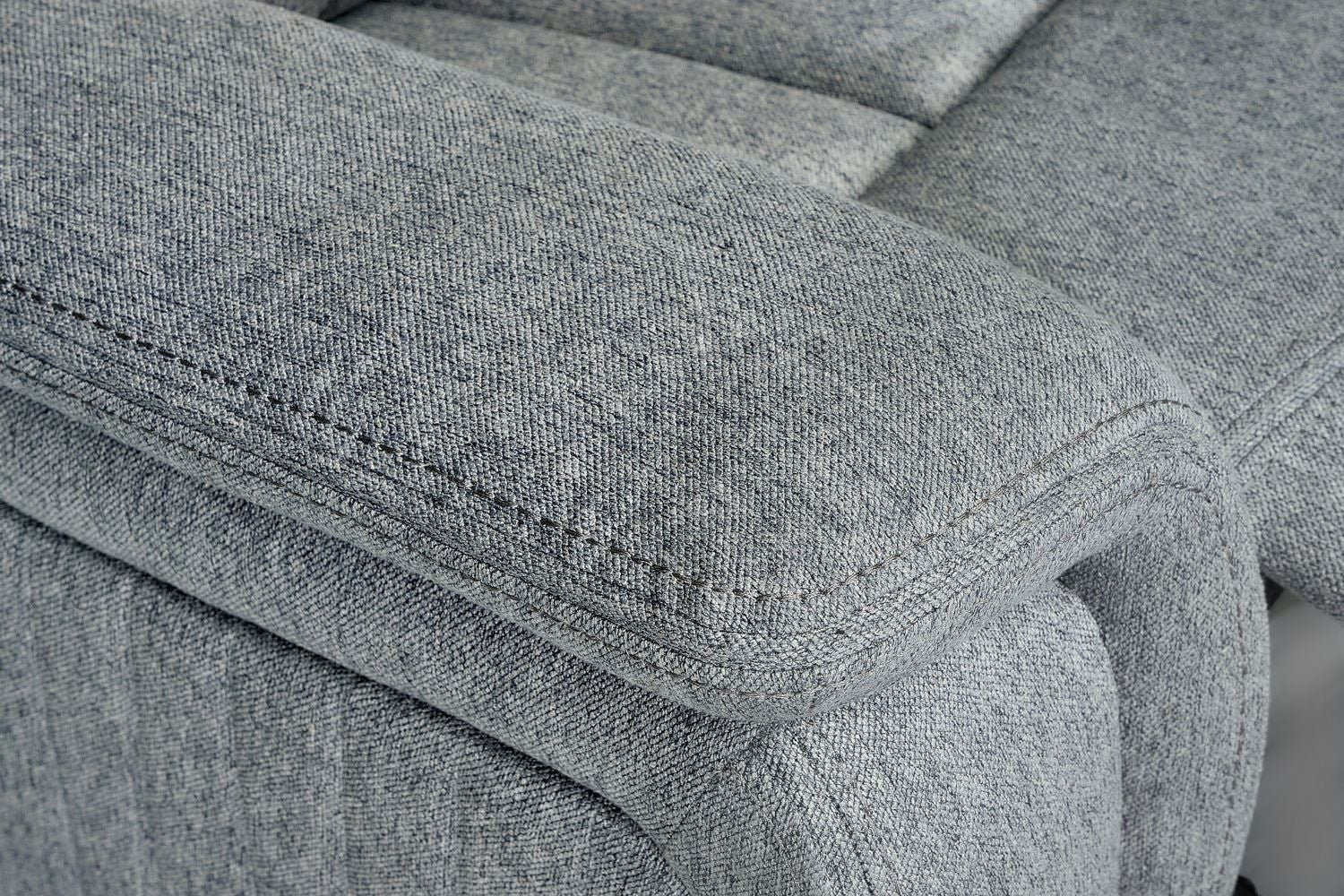 Grey Fabric Electric Recliner Armchair Pillow Top Arms