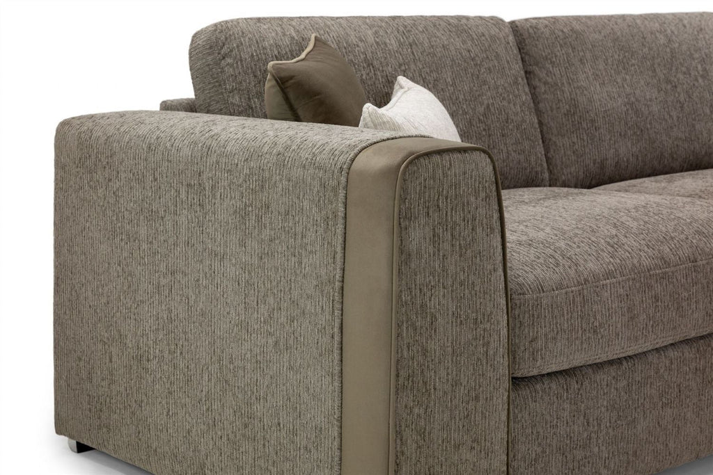 Mocha Chenille Fabric Standard Back 3 Seater Sofa