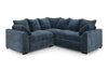 Blue Fabric Pillow Back Large Corner Sofa Group