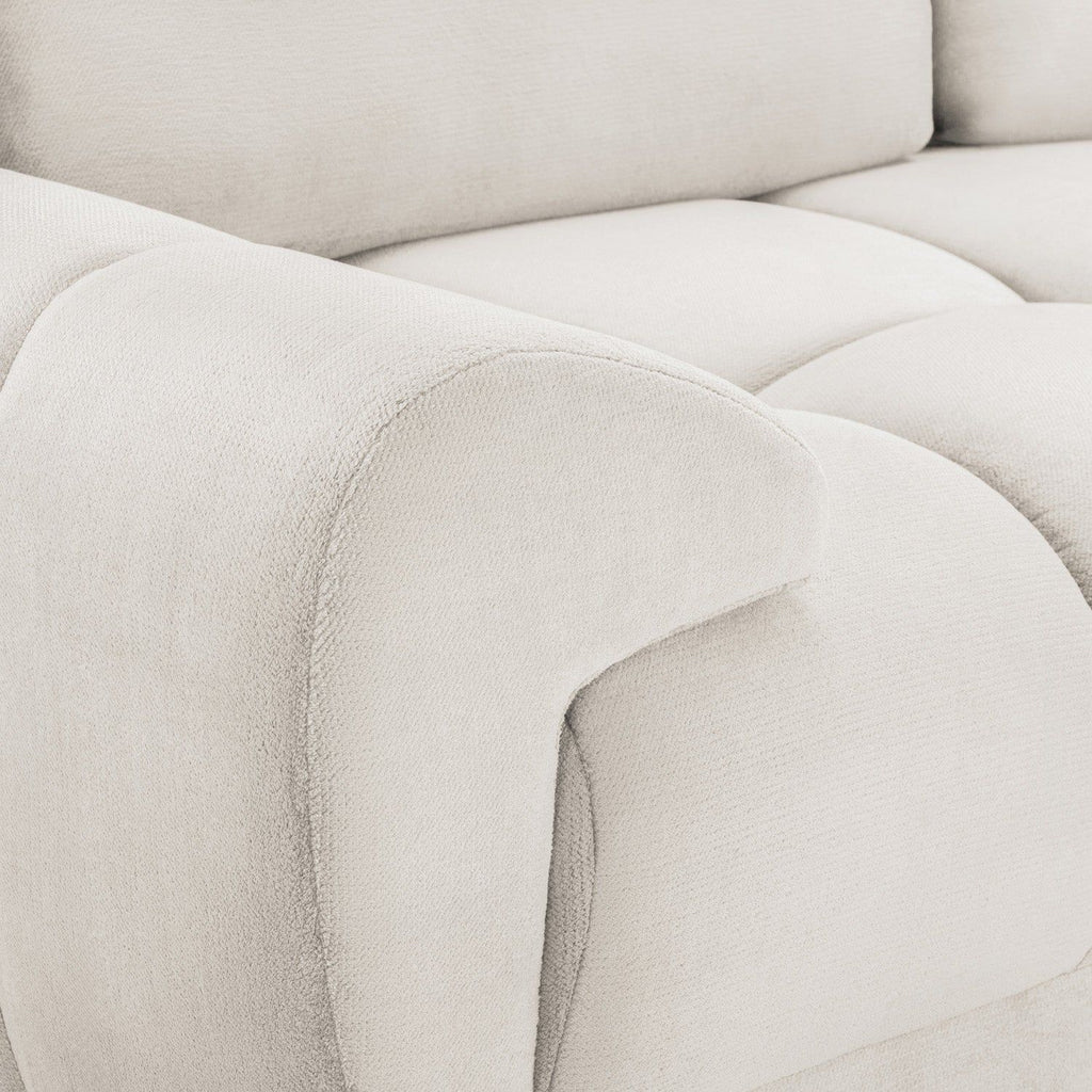 Cream Chenille Fabric 2 Seater Large Sofa