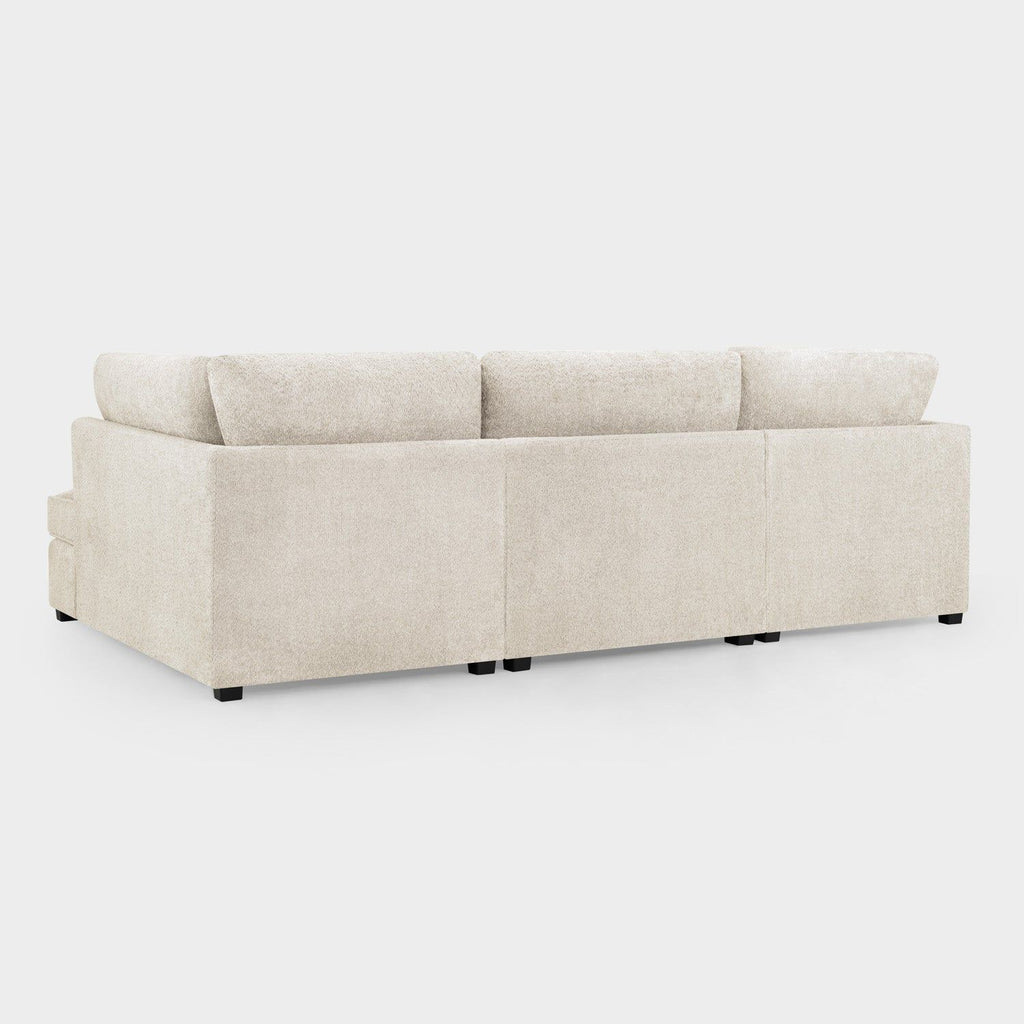 Beige Boucle Fabric Upholstered U Shaped Corner Sofa