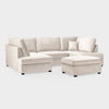 Beige Fabric U Shaped Corner Sofa Wooden Feet