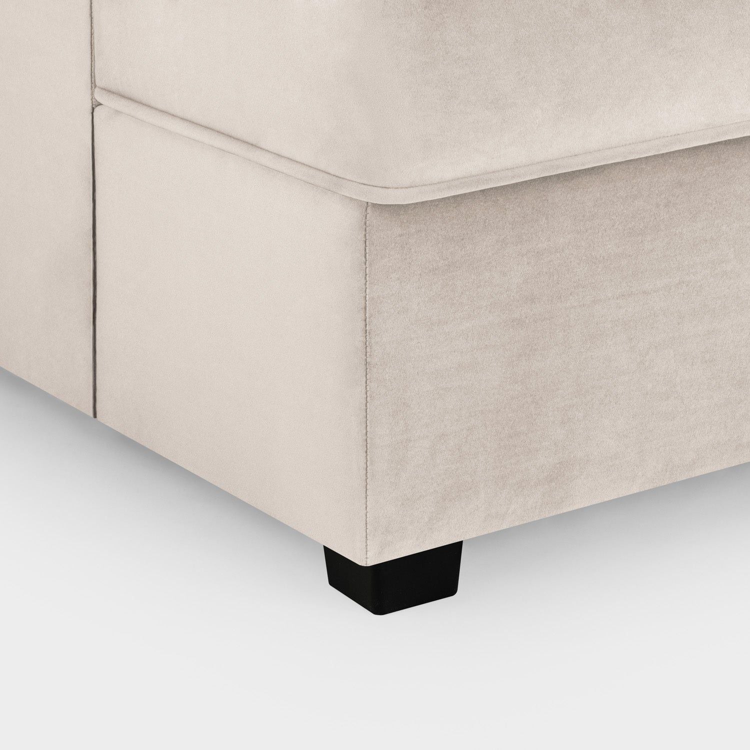 Beige Fabric U Shaped Corner Sofa Wooden Feet