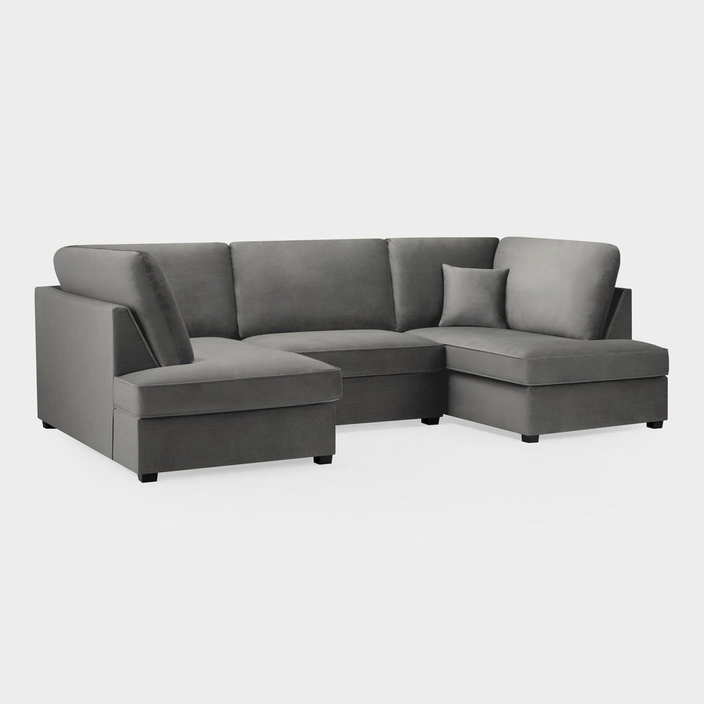 Grey Fabric U Shaped Fullback Corner Group Sofa