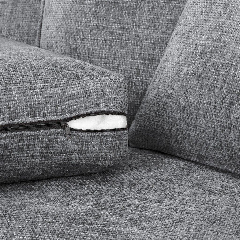 Slate Grey Fabric Large Corner Group Sofa with Wooden Feet