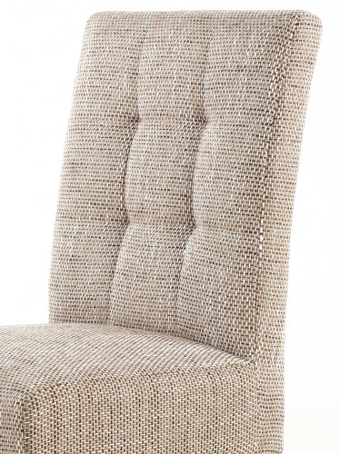 Oatmeal Tweed Fabric Dining Chair Dark Wood Legs