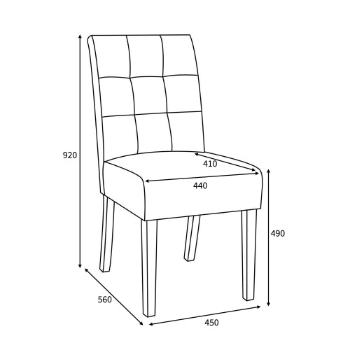 Steel Grey Fabric Dining Chair Waffle Back Dark Wood Legs