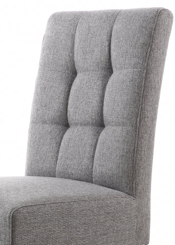 Steel Grey Fabric Dining Chair Waffle Back Dark Wood Legs
