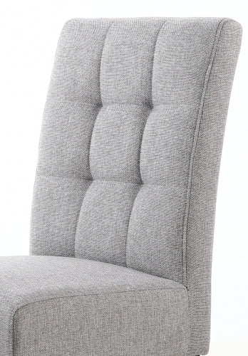Silver Grey Linen Effect Fabric Dining Chair Walnut Legs
