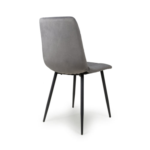 Grey Brushed Velvet Dining Chair with Black Metal Legs