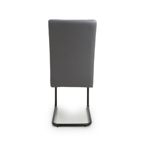 Grey Leather Effect Curved Back Cantilever Dining Chair