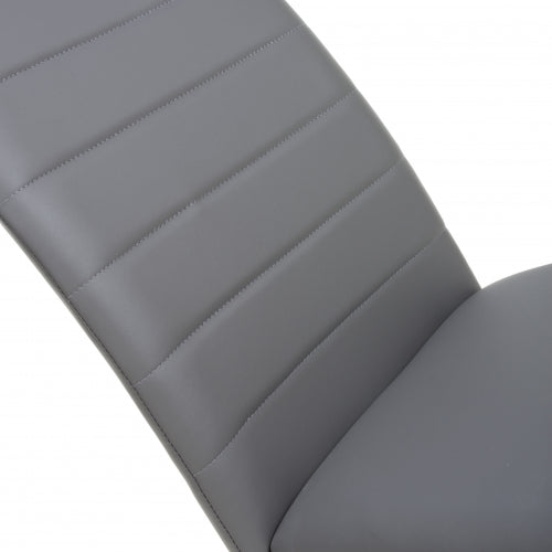 Grey Leather Effect Curved Back Cantilever Dining Chair