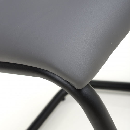 Grey Leather Effect Curved Back Cantilever Dining Chair