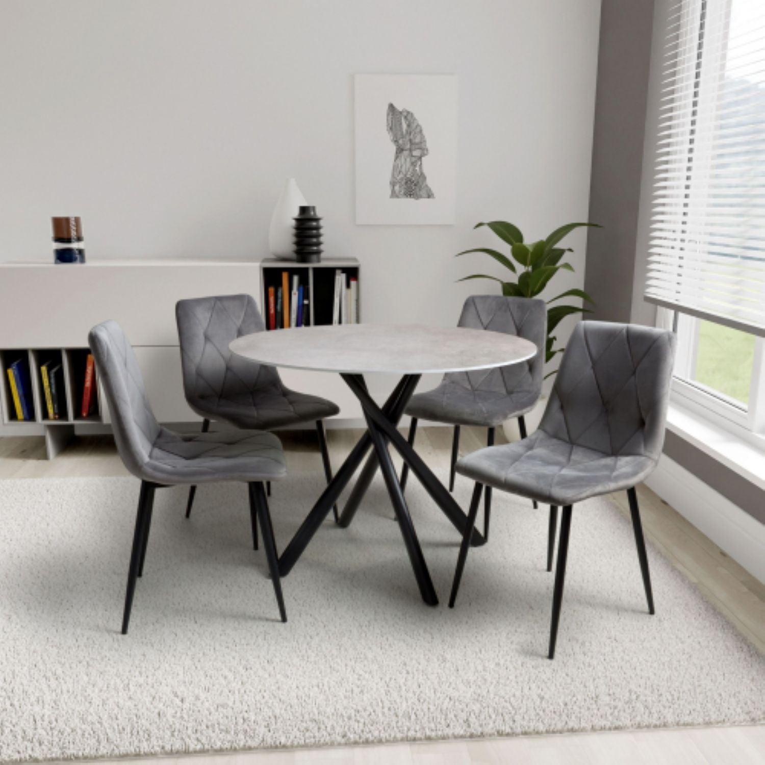 Avesta Grey And 4 Vernon Grey Dining Set