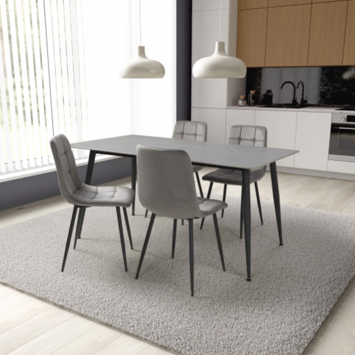 Monaco 1.6m Grey And 4 Madison Grey Dining Set