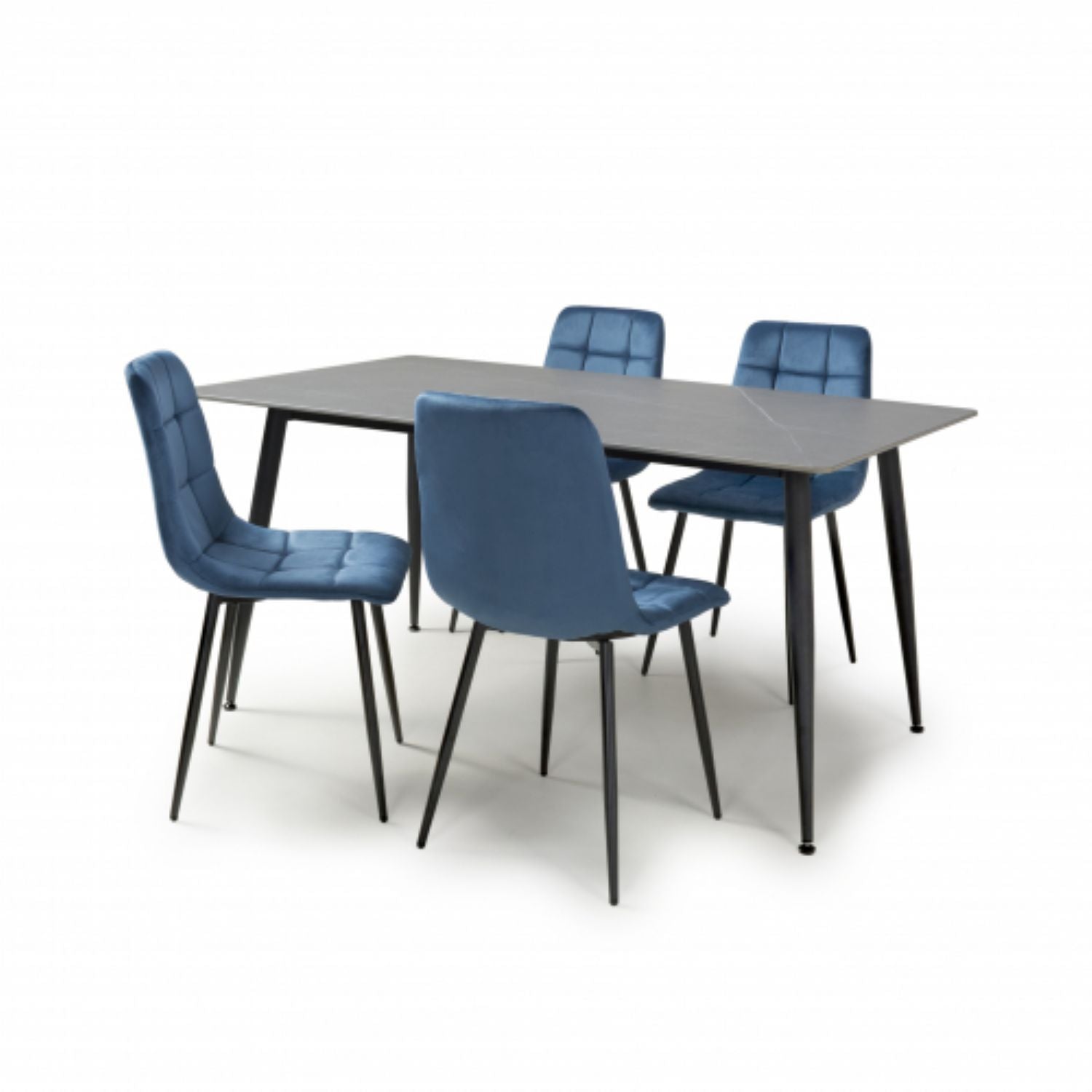Monaco 1.6m Grey And 4 Madison Blue Dining Set
