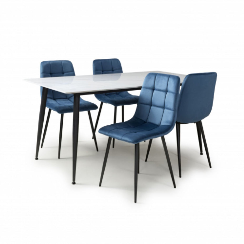 Monaco 1.6m White And 4 Madison Blue Dining Set