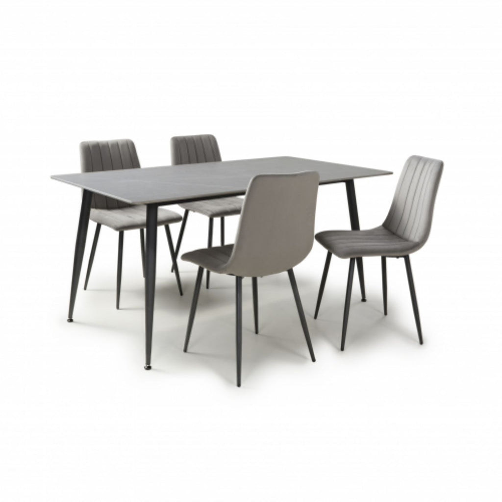 Monaco 1.6m Grey And 4 Lisbon Grey Dining Set