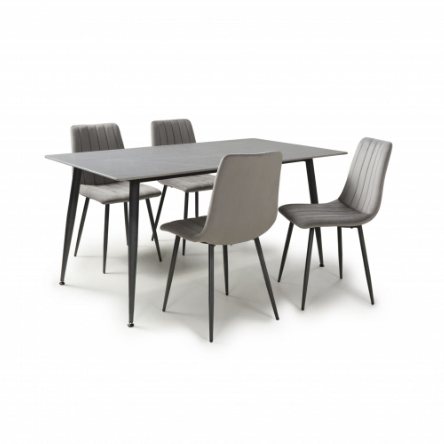 Monaco 1.6m Grey And 4 Lisbon Grey Dining Set