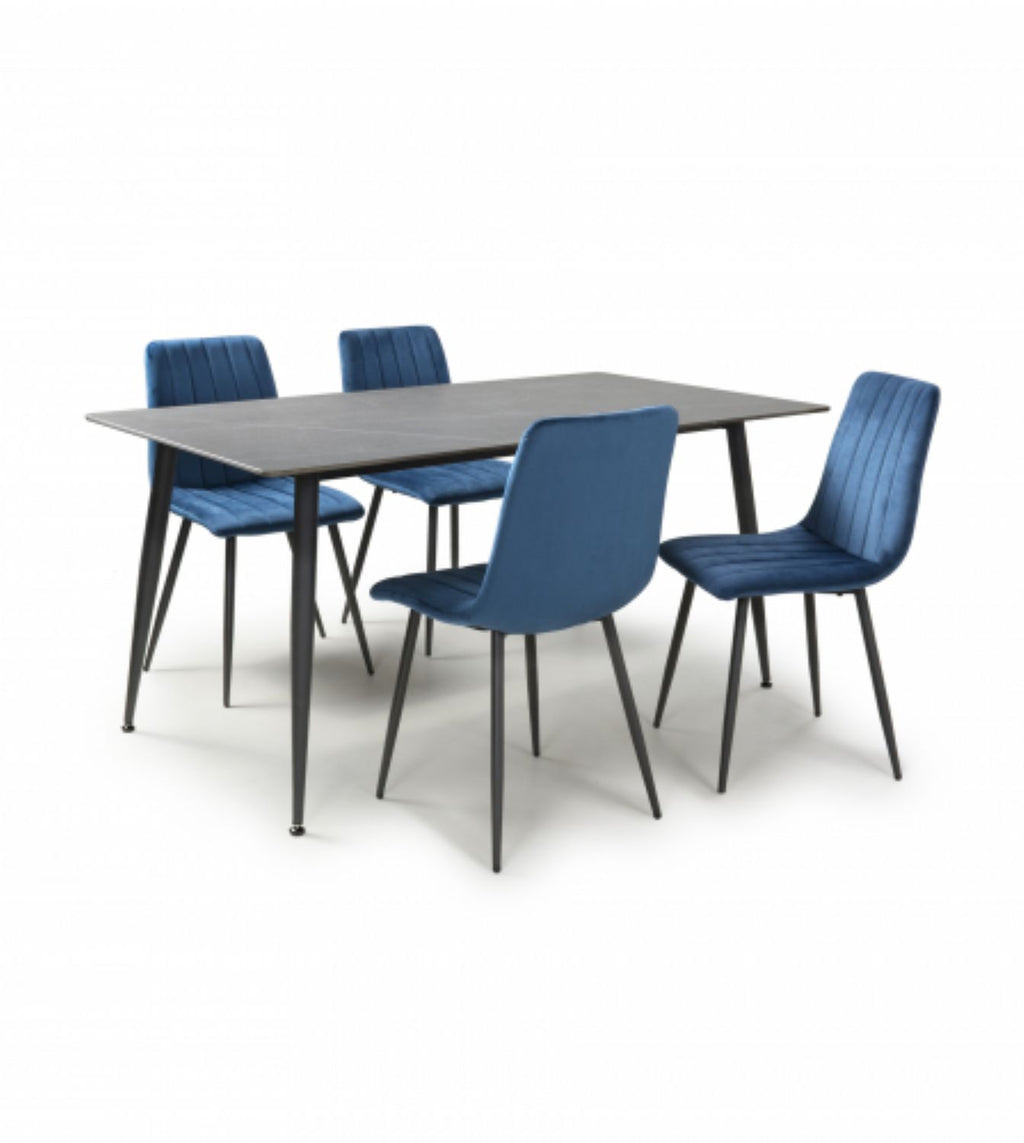 Monaco 1.6m Grey And 4 Lisbon Blue Dining Set