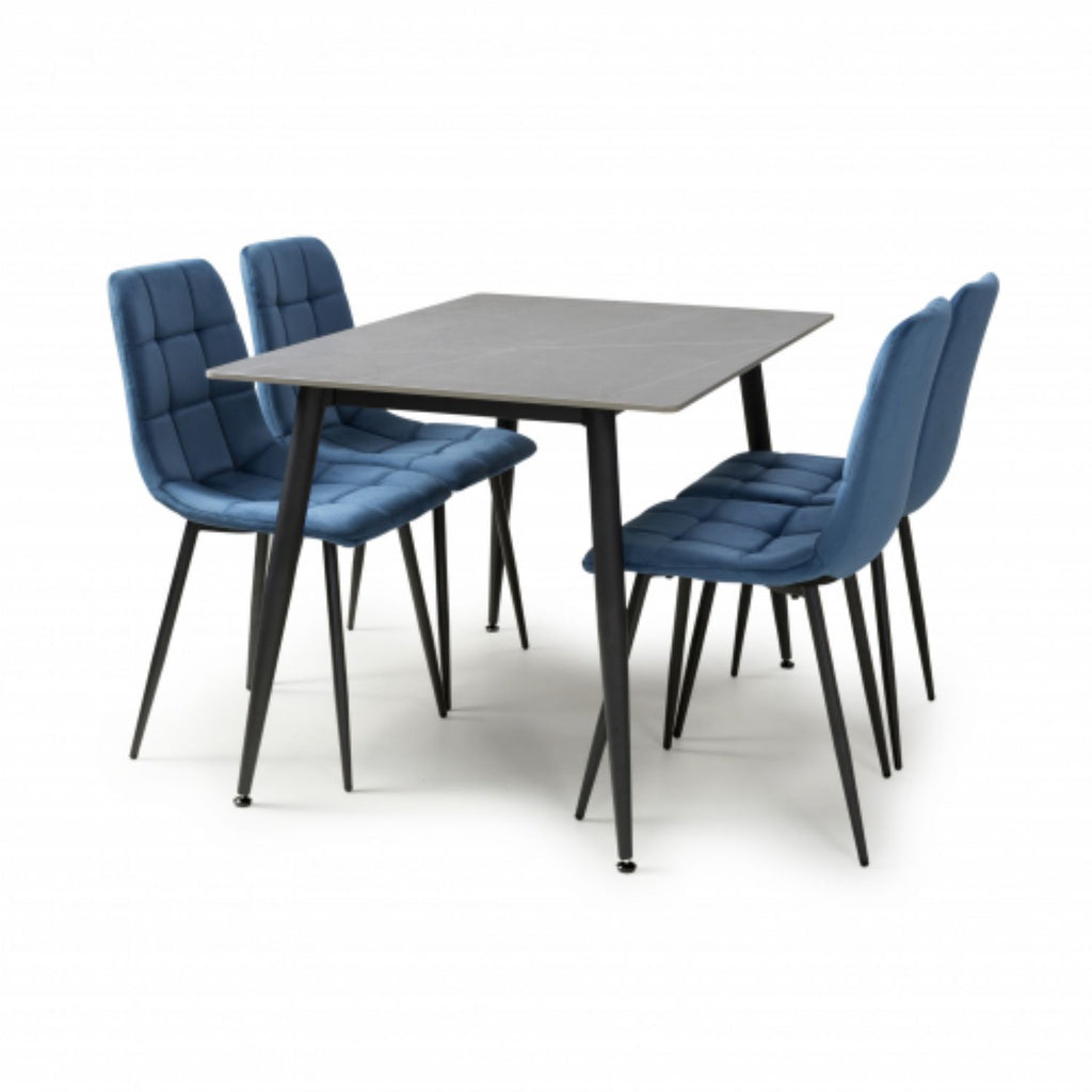 Monaco 1.2m Grey And 4 Madison Blue Dining Set