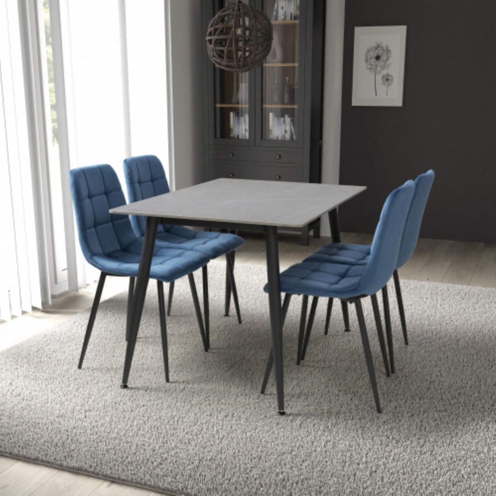 Monaco 1.2m Grey And 4 Madison Blue Dining Set