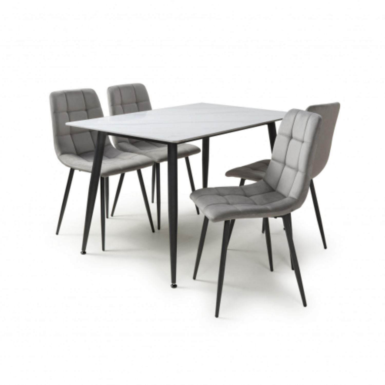 Monaco 1.2m White And 4 Madison Grey Dining Set