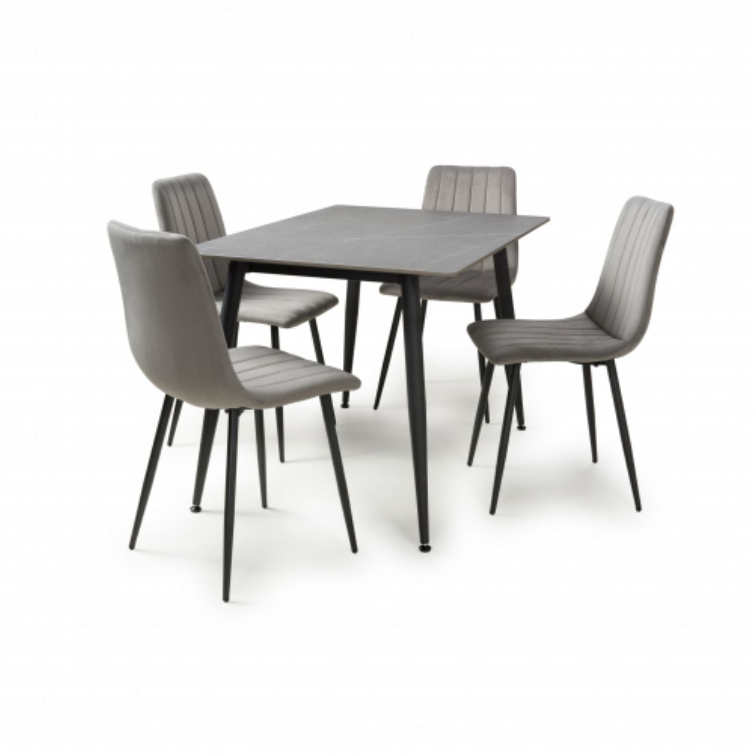 Monaco 1.2m Grey And 4 Lisbon Grey Dining Set