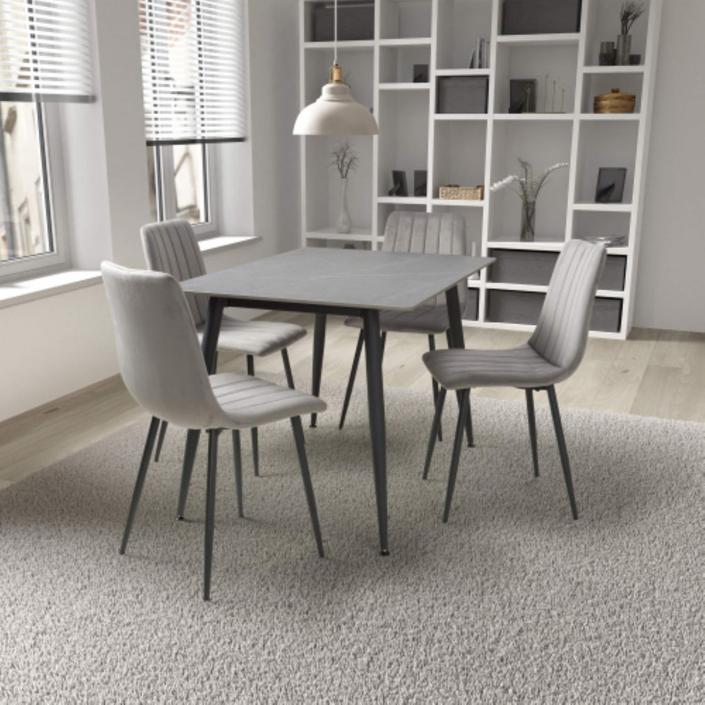 Monaco 1.2m Grey And 4 Lisbon Grey Dining Set