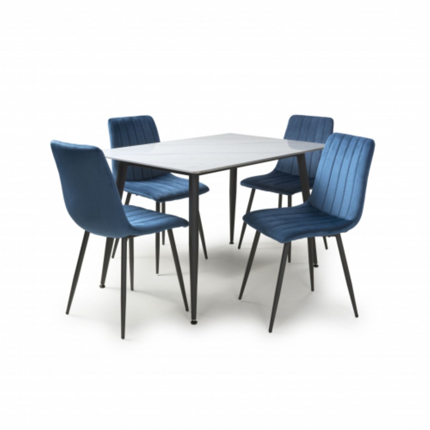 Monaco 1.2m White And 4 Lisbon Blue Dining Set