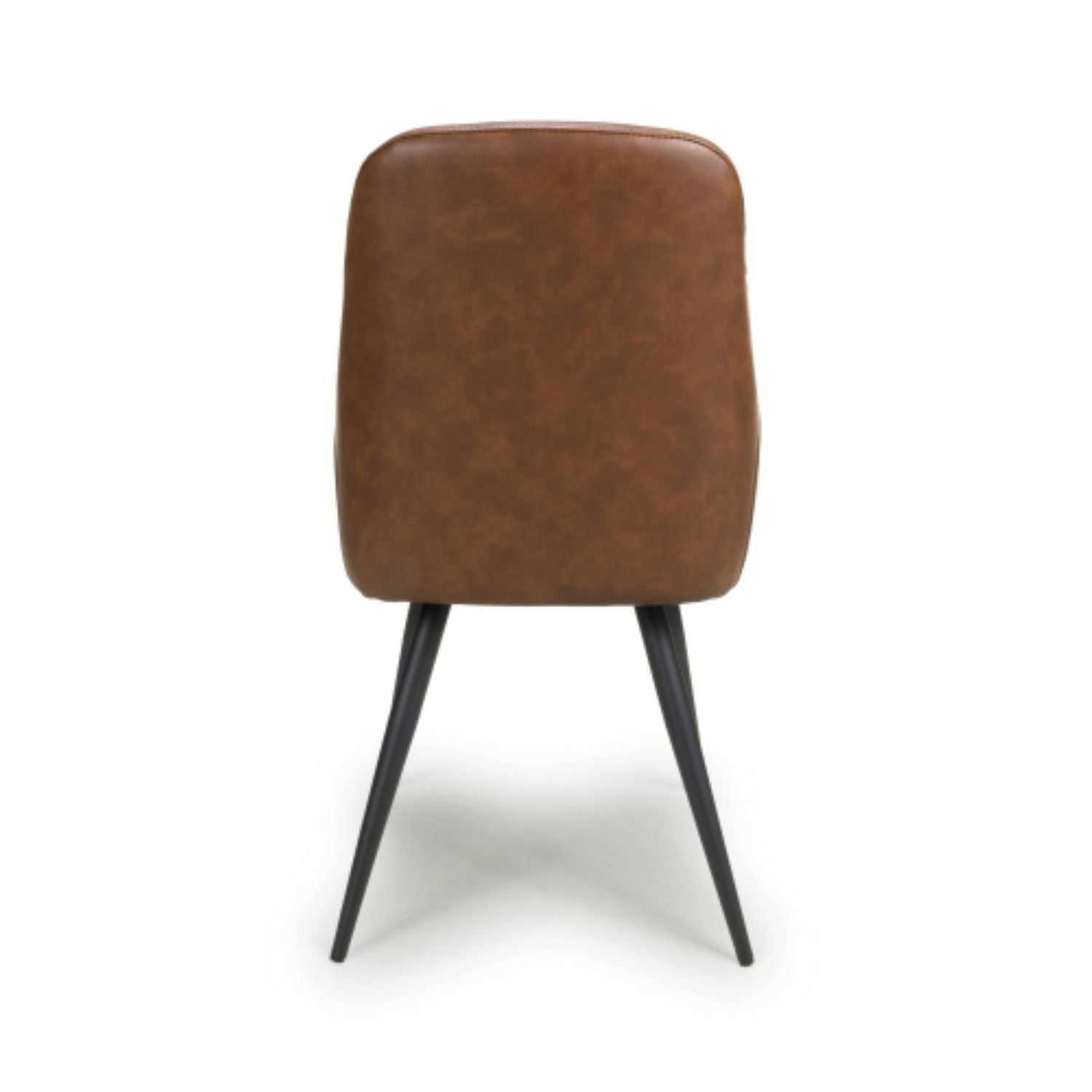 Tan Brown Leather Dining Chair Black Metal Legs