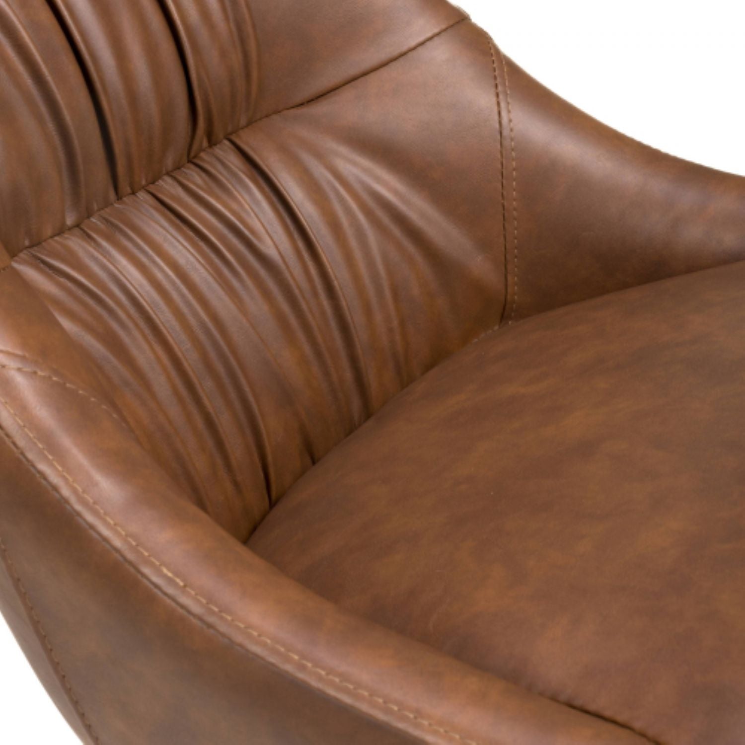 Tan Brown Leather Dining Chair Black Metal Legs