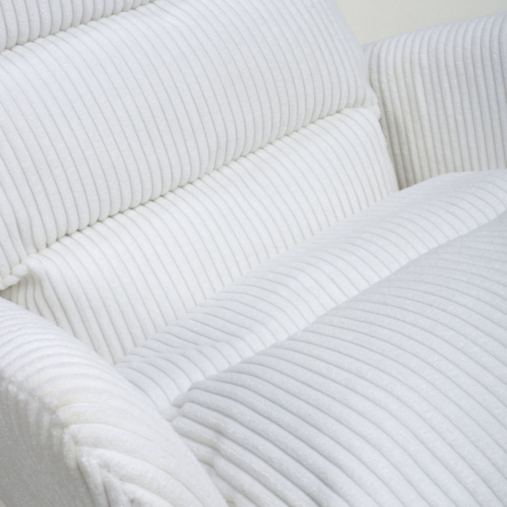 White Ribbed Corduroy Fabric 180 Degree Swivel Dining Chair