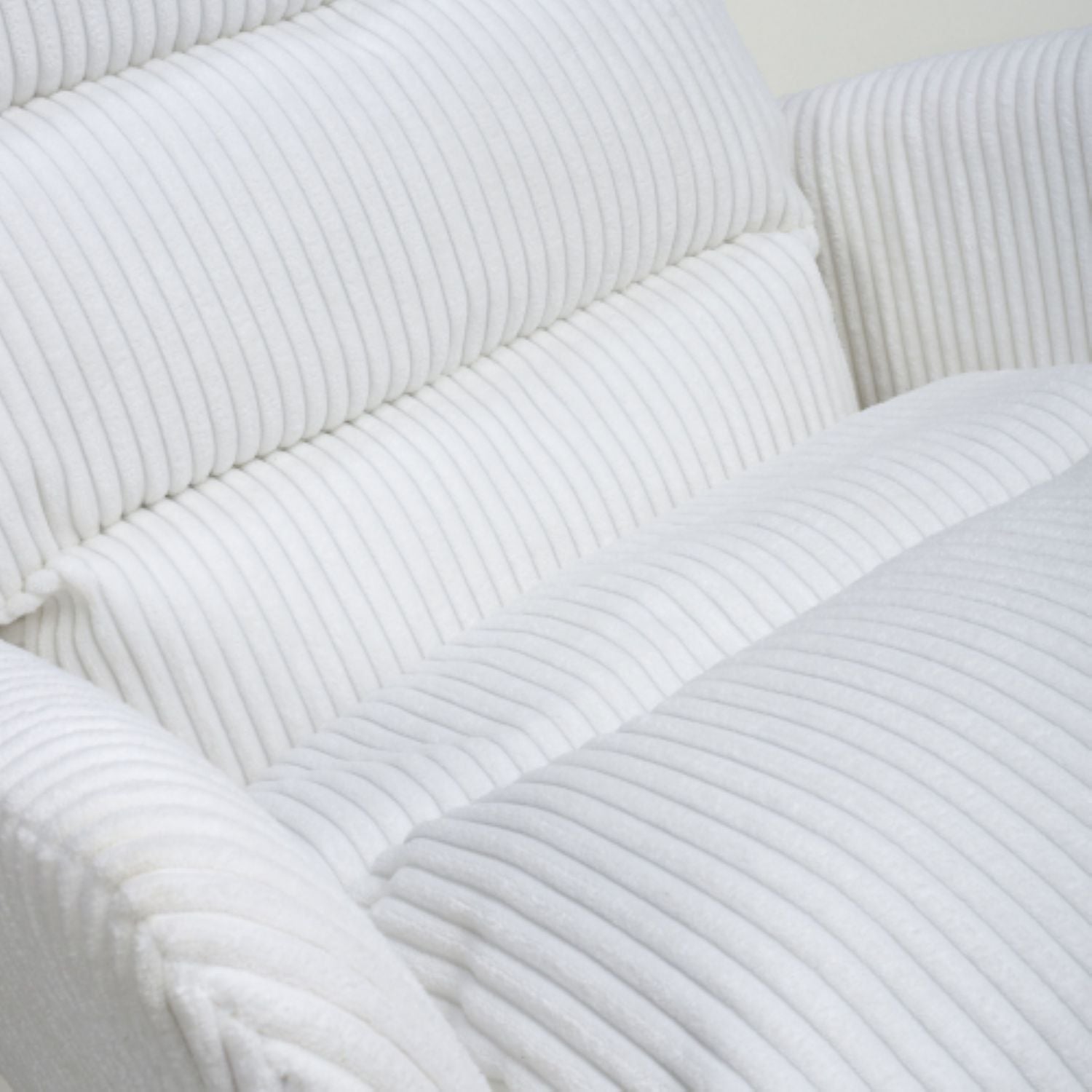 White Ribbed Corduroy Fabric 180 Degree Swivel Dining Chair