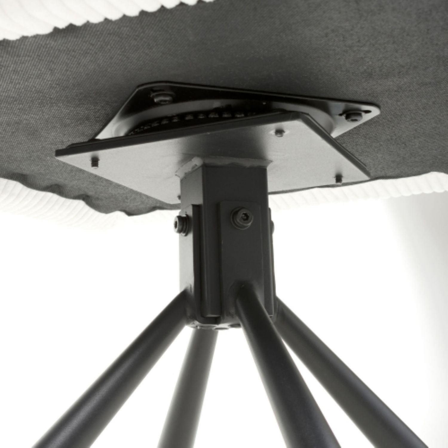 White Ribbed Corduroy Fabric 180 Degree Swivel Dining Chair