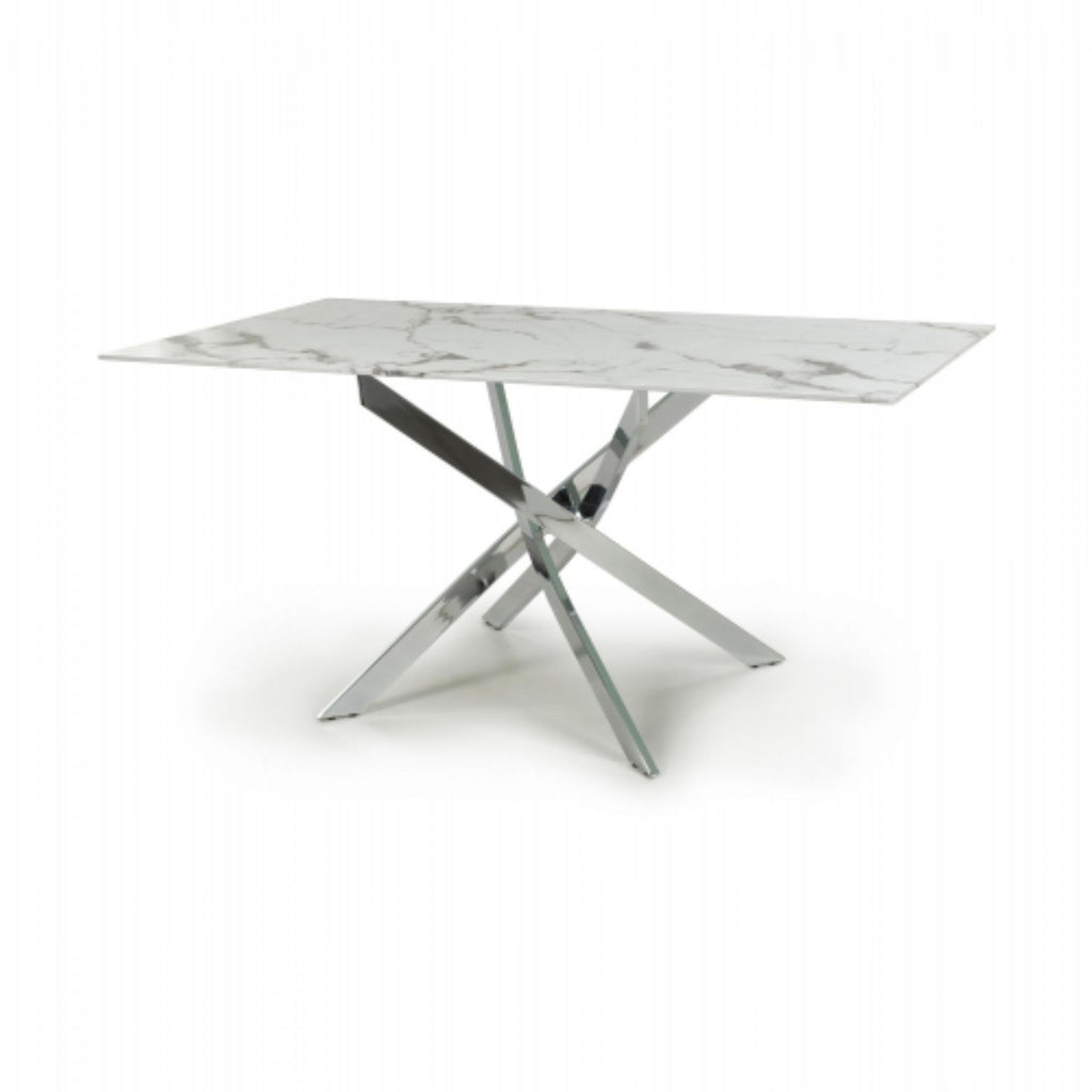 Astoria Medium 1.6m White Chrome Dining Table