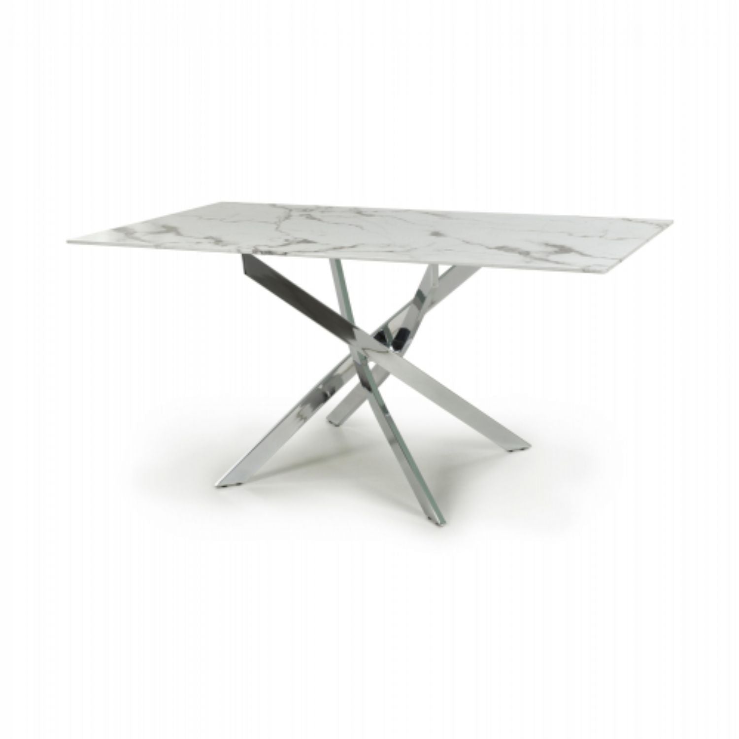 Astoria Medium 1.6m White Chrome Dining Table