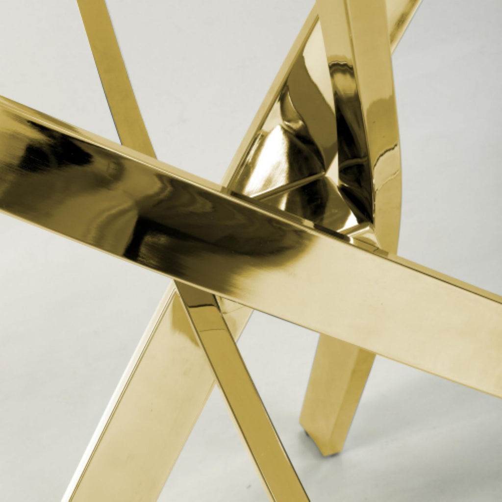 White Marble Effect 1.2m Round Dining Table Gold Metal Base