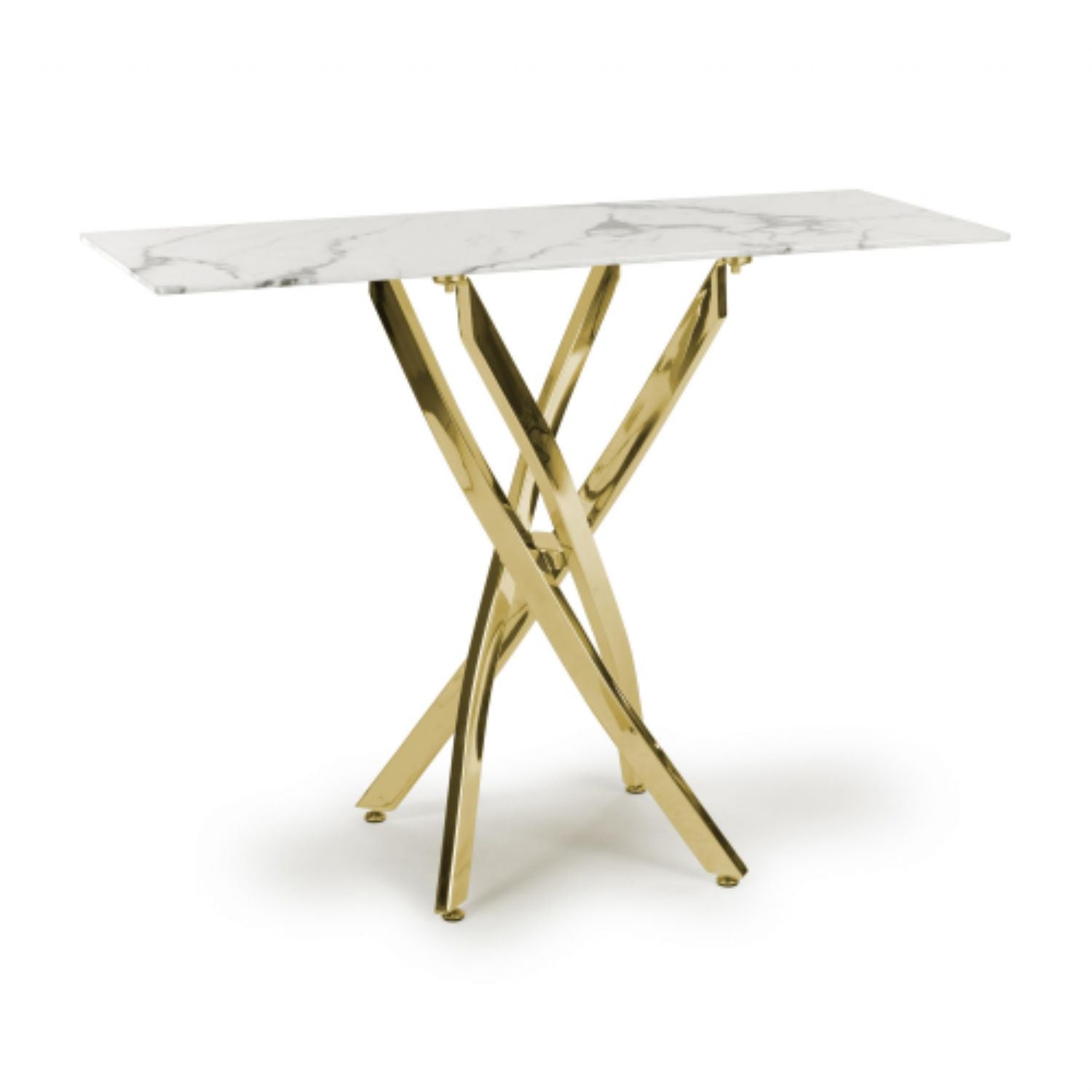white and Grey Marble Effect Console Table Golden Legs