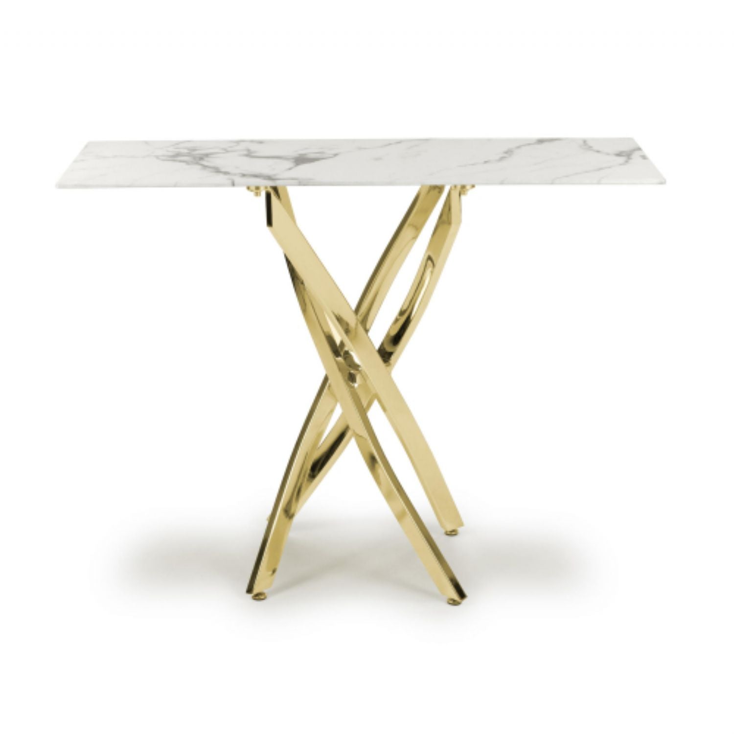 white and Grey Marble Effect Console Table Golden Legs