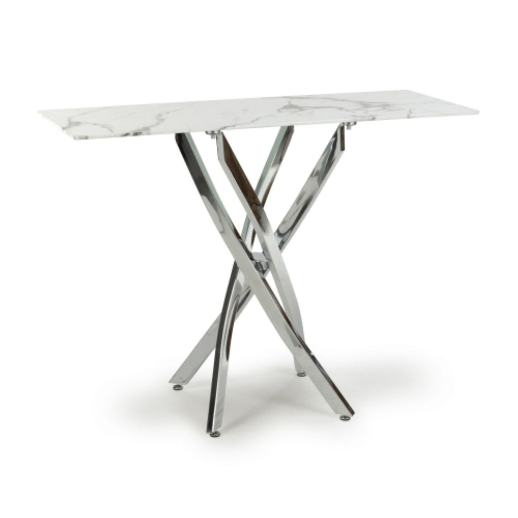 Astoria White Chrome Console Table
