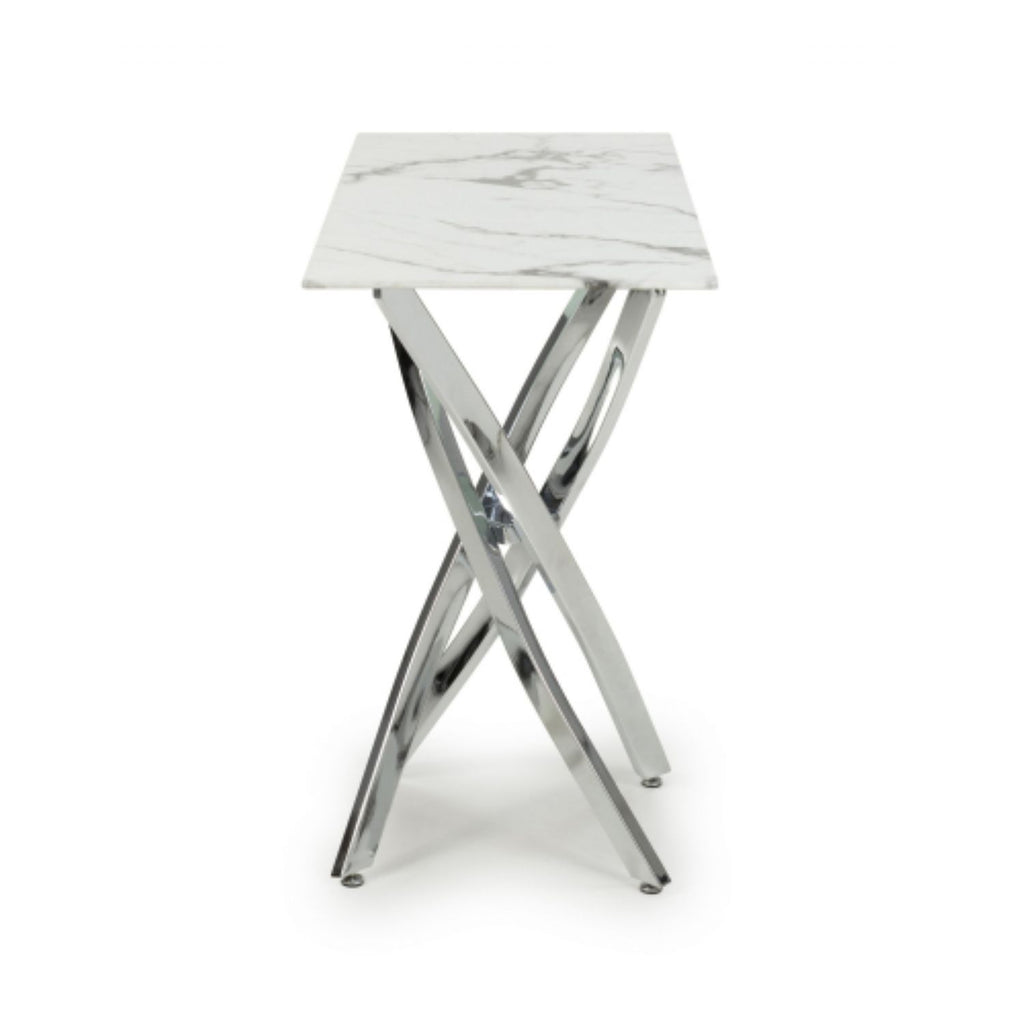 Astoria White Chrome Console Table